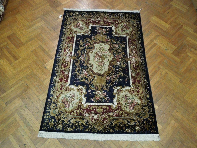 6 x 9 Floral Oriental Art Deco Wool & Silk Rug