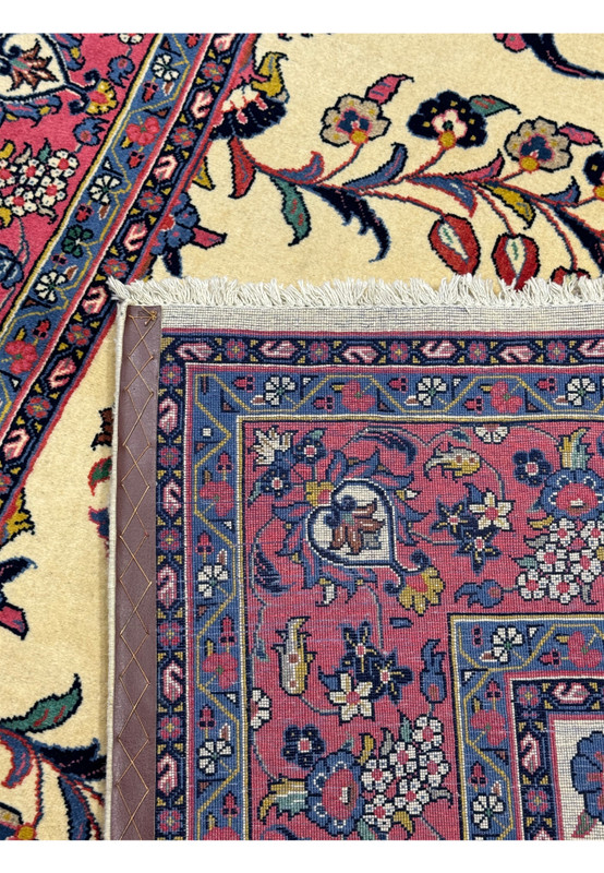 Back view of the 6'9 x 6'9 Persian Sarough Square Rug highlighting the knotting and craftsmanship.