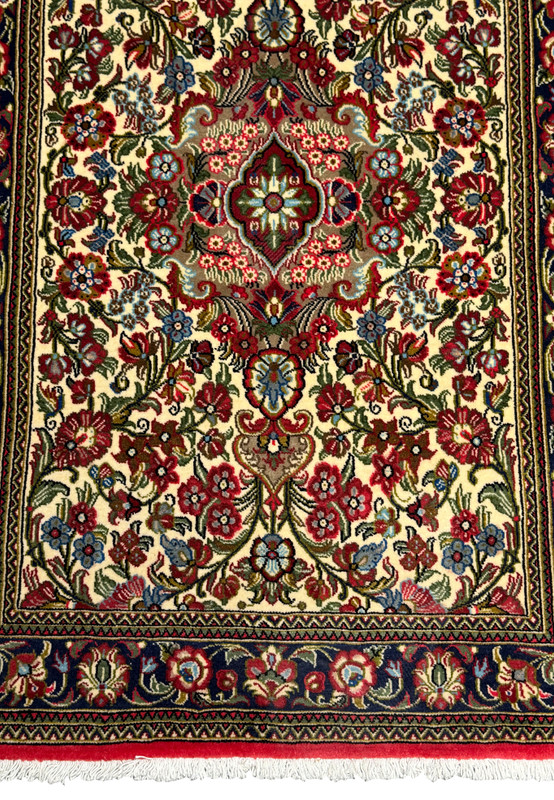 Border detail of a 2'8 x 4 Persian Qum Kork rug