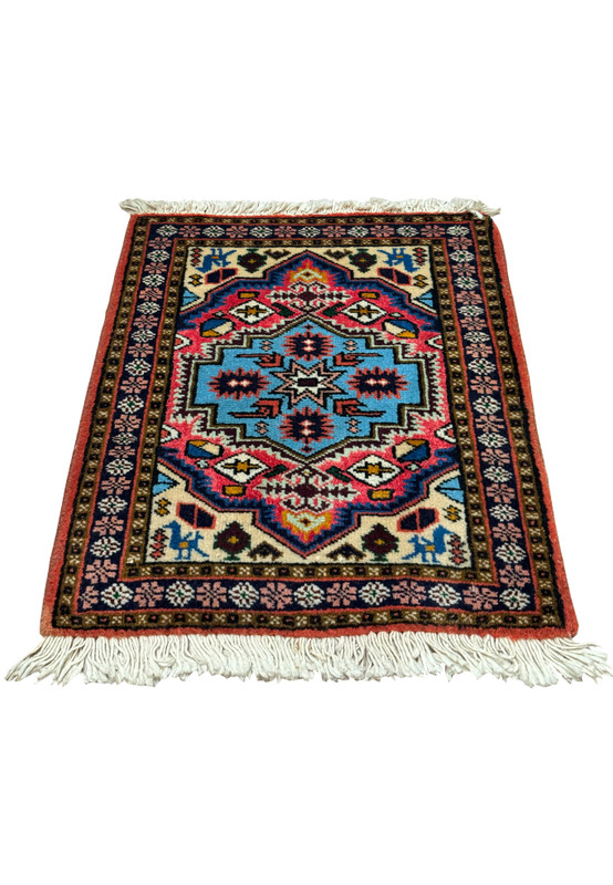 Detailed Geometric Patterns on Persian Ardebil Wool & Silk Baby Rug