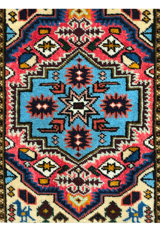 Close-up of Central Medallion on Persian Ardebil Wool & Silk Baby Rug