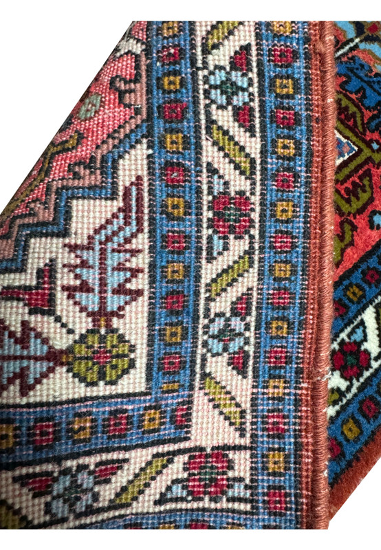 Backside of the Persian Ardebil Wool and Silk Poshti Rug showing the hand-knotted craftsmanship.