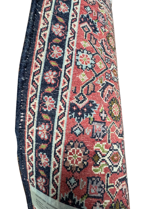 Backside of the 1'3 x 2' Persian Baby Bijar Rug revealing its fine knotting and construction details.