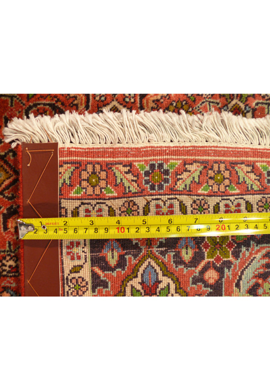 Close-up of the backside of a Persian Bijar Rug, showcasing the detailed hand-knotted structure.