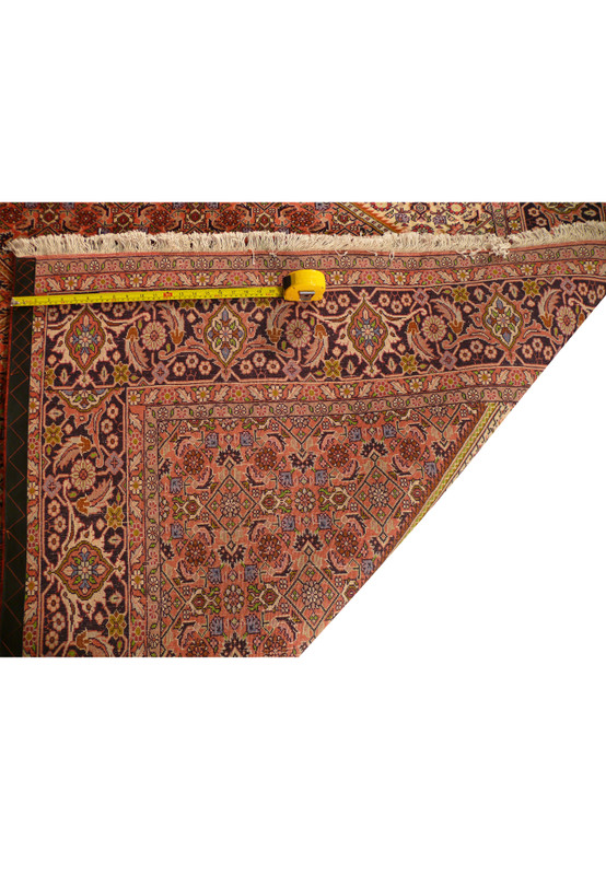 Backside of the rug showing hand-knotted construction and tight knotting typical of Bijar rugs.