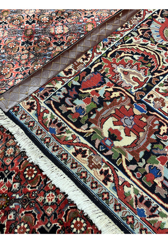 Backside of Persian Bijar Rug displaying tight weave and color precision