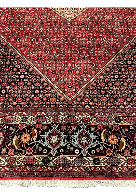 10x13 Bijar Persian rug mid-field detail with repeating floral lattice