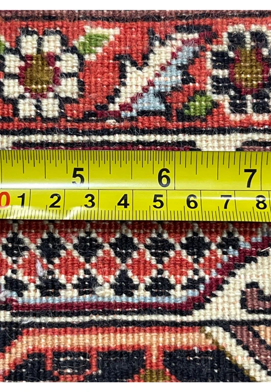 10x13 Bijar Persian Iron Rug showing color contrast between ivory medallion and red field