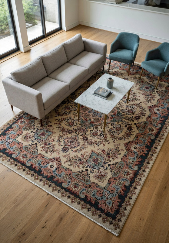 Ivory field Persian Tabriz rug