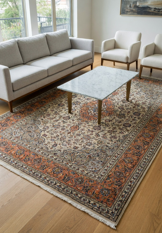 green Persian Kashan rug
