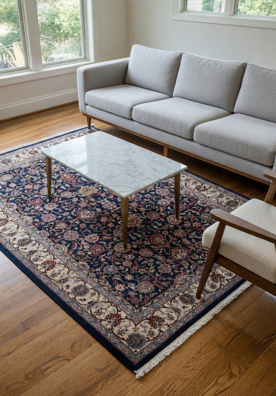 Full view of 5'7 x 8 Persian Sarough kork rug