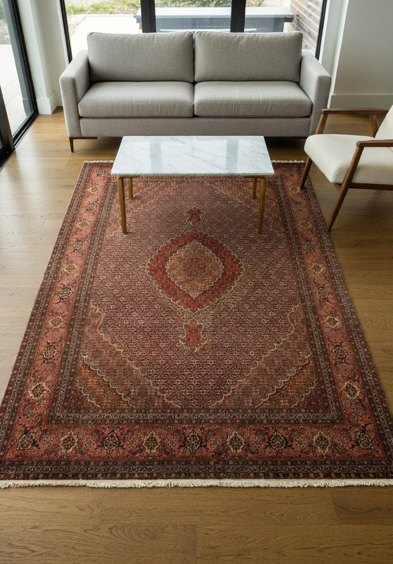 Full view of 6'6 x 10 Persian Tabriz Mahi rug