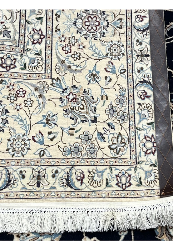Backside view of a Persian Nain 6LA rug showing tight, even knotting and precise pattern clarity visible through the foundation