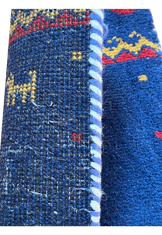 1'3x2 Persian Gabbeh baby rug Poshti wool foundation backside knot structure detail