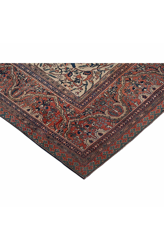 14 x 26 Antique Persian Farahan Rug | Sarough Family | Navy and Lychee Red | Palace Size