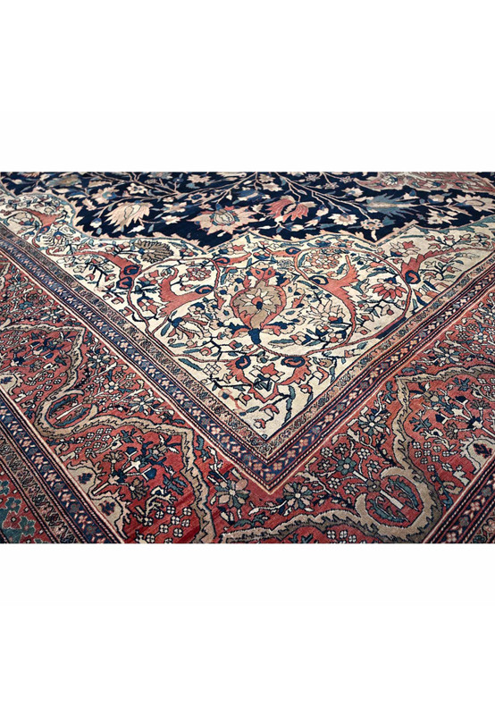 14 x 26 Antique Persian Farahan Rug | Sarough Family | Navy and Lychee Red | Palace Size