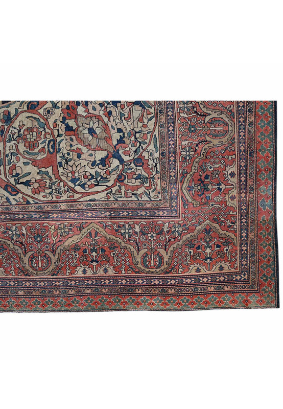 14 x 26 Antique Persian Farahan Rug | Sarough Family | Navy and Lychee Red | Palace Size