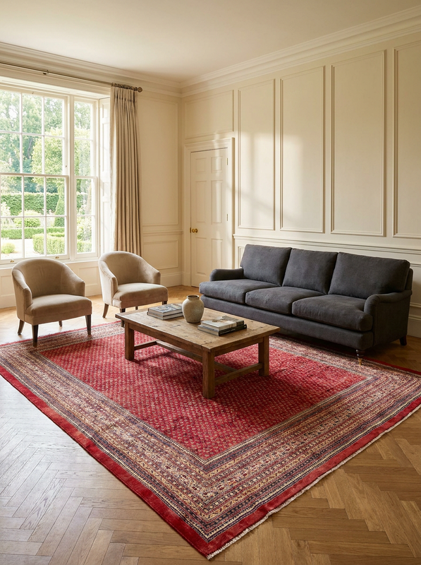 10'6 x 14'4 Persian Sarough Mir Rug | Red Field Allover Boteh