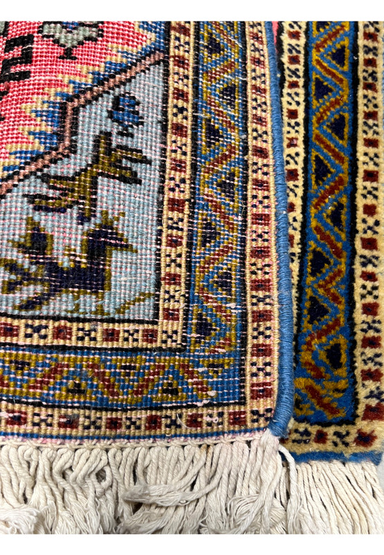 Backside of the Ardebil sample rug showing fine even hand-knotting, crisp design clarity, and cotton foundation