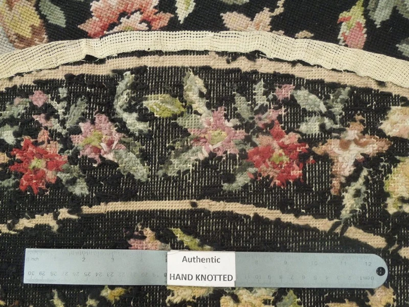 5 x 5 Botanical Needlepoint Round Rug