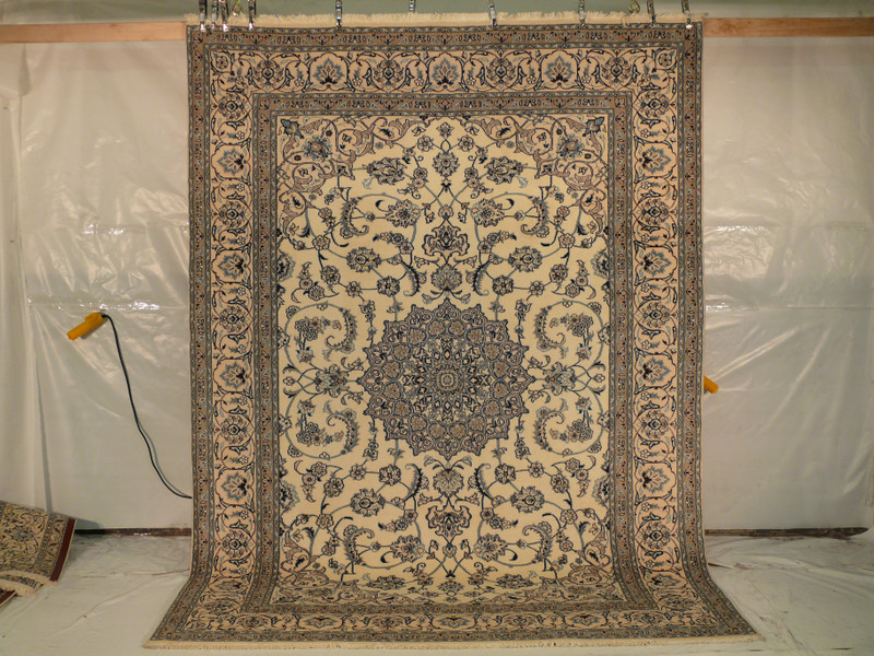 8 x 11 Persian Nain Rug with crown medallion