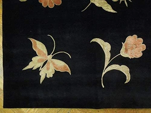 9 x 12 Wool & Silk Botanical Butterfly Design Rug