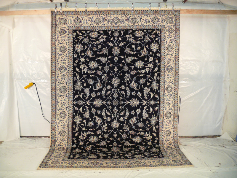 8'2" x 11'6" Persian Nain Rug All-Over Design Navy Blue