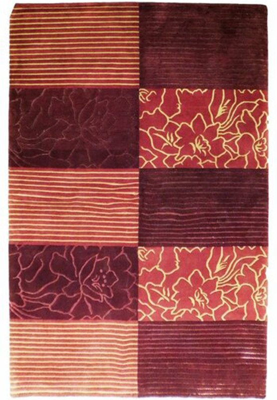 5'7" x 8'3" Red Modern Wool & Silk Rug