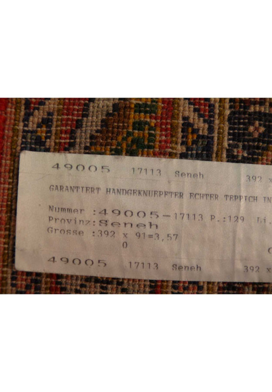 3 x 13 Geometric Persian Senneh Runner Rug