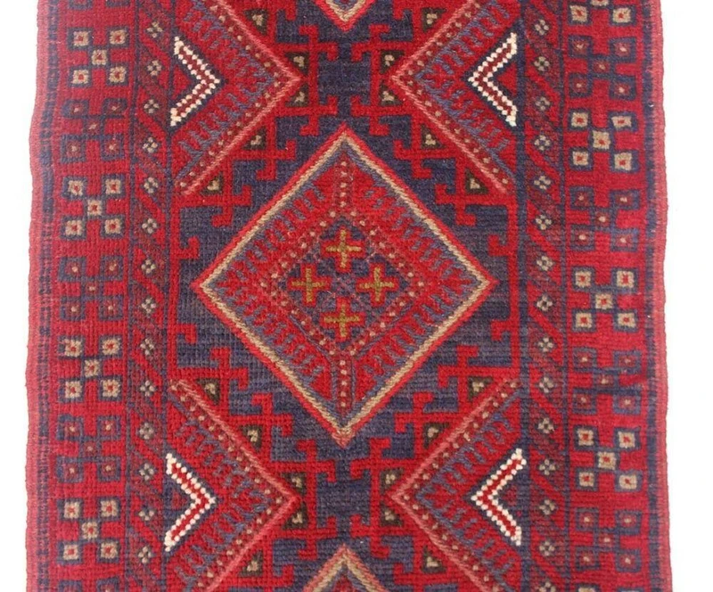 Textural perspective showing the dense weave and rich color contrast of the Tribal Mashwani Runner.