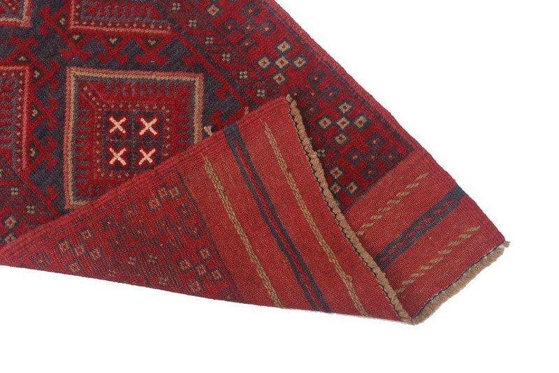 Back view of the 2' x 8' Tribal Mashwani Runner Rug, highlighting the craftsmanship and knot density.