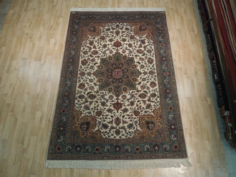 6'5 x 9 Singed Persian Tabriz Wool & Silk Rug