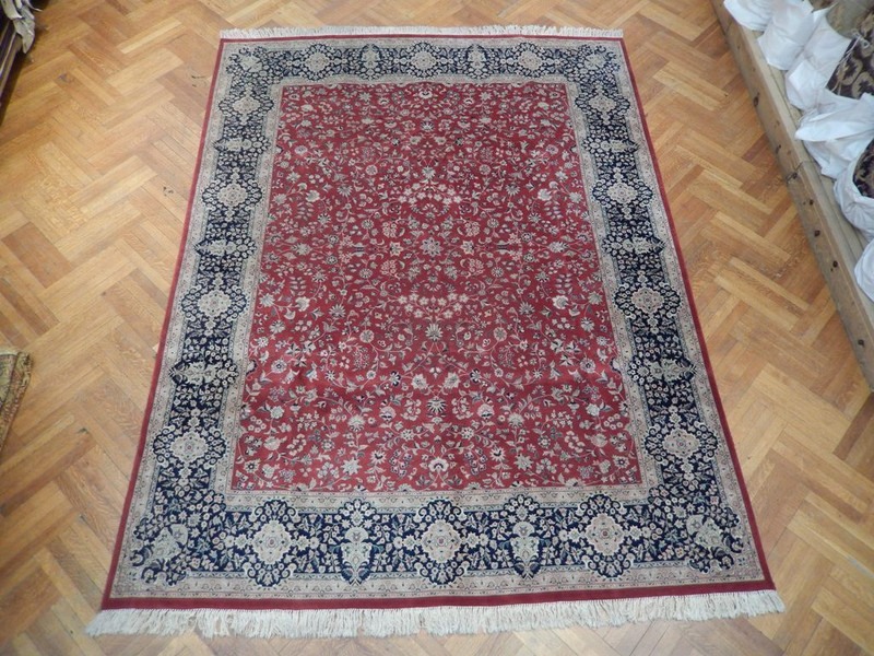 9' x 12' Tomato Red Very Fine Soft Sarouk Traditional Handmade Rug