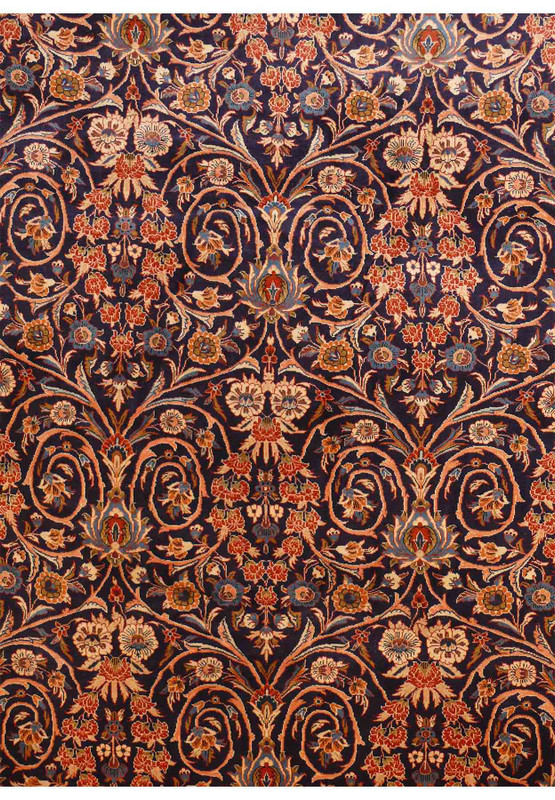 Detail of 7'5" x 10'5" Persian Sarough Rug's Intricate Floral Patterns