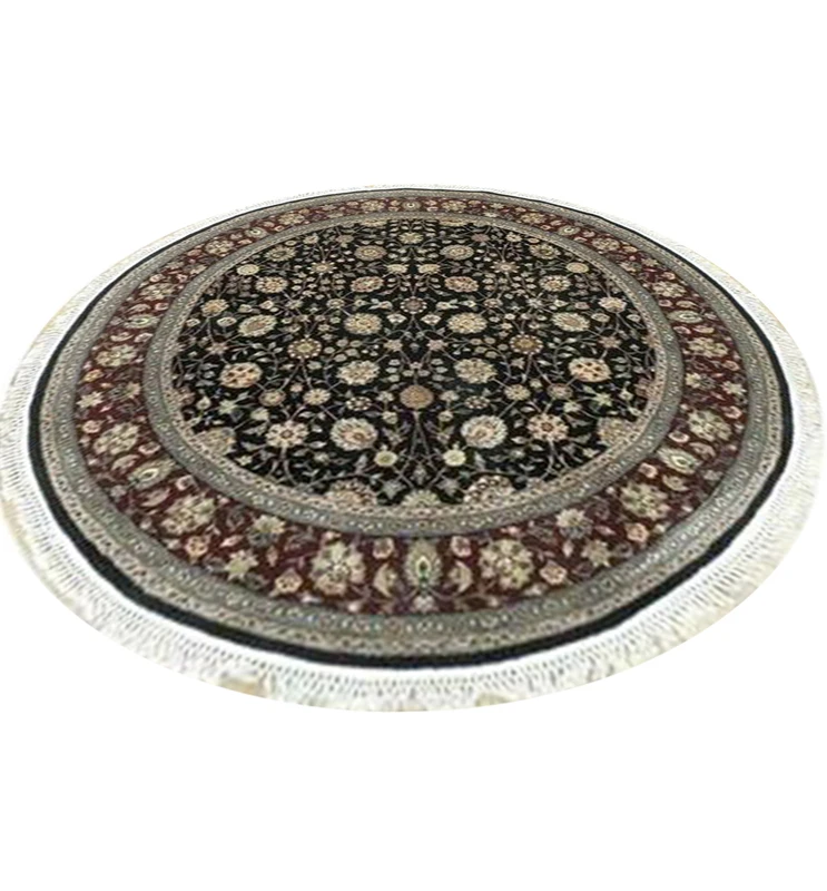 6 x 6 Oriental Tabriz All Over Wool & Silk Round Rug