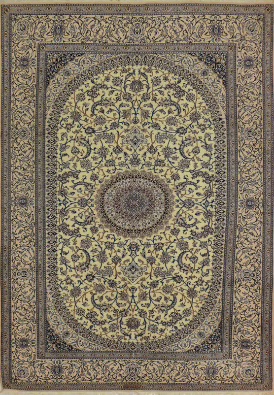 7 x 10 Persian Nain 9 LAA Silk Rug signed by master weaver