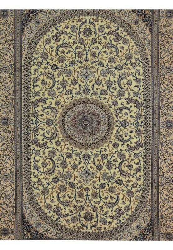 7 x 10 Persian Nain 9 LAA Silk Rug signed by master weaver