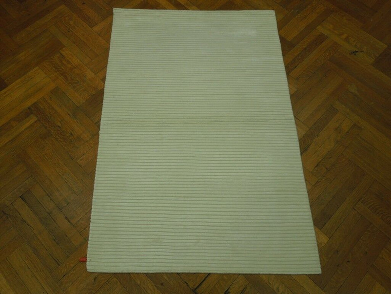 4 x 6 Area Rug Ivory Modern Handmade Plush Viscose Artificial Silk