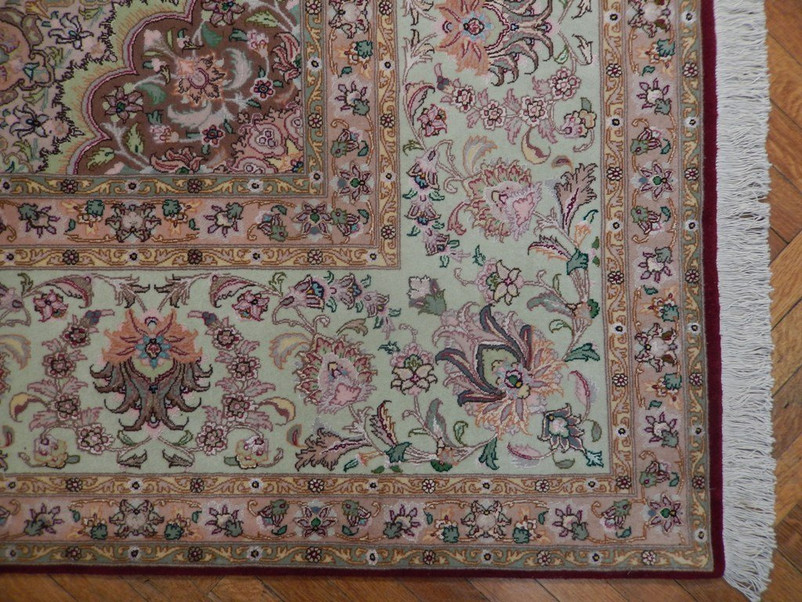 10 x 14 Authentic High End Burgundy Wool & Silk Persian Rug