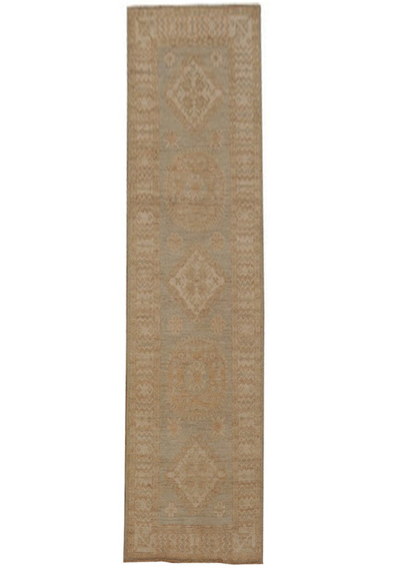 2'6'' x 9' Chobi Peshawar Sun Dried Rug Ancient Pot Dyeing Elegant Runner