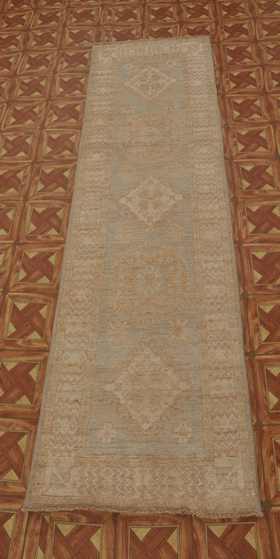 2'6'' x 9' Chobi Peshawar Sun Dried Rug Ancient Pot Dyeing Elegant Runner