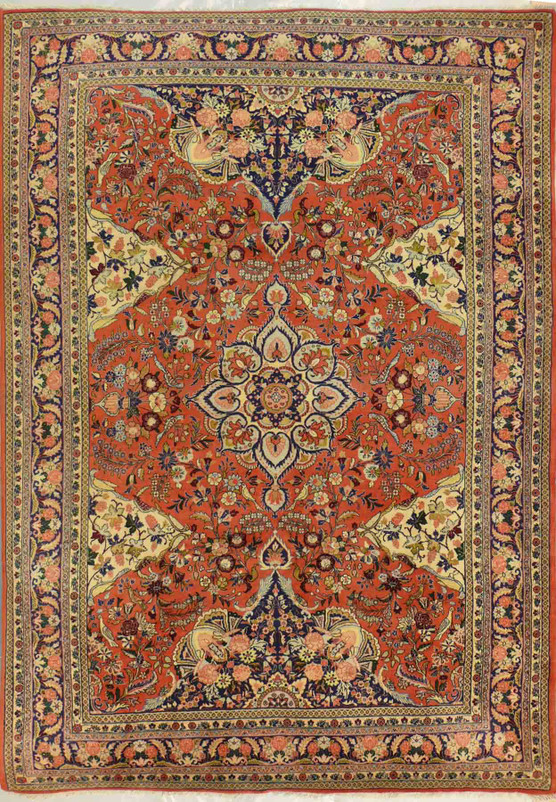 7 x 10 Persian Botanical & Geometric Bijar Designer Rug