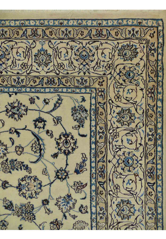 6'4 x 9'7 Persian Nain 9 Laa Rug Wool with Silk All-Over Floral Design