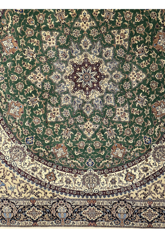 Detailed shot of the intricate patterns and vibrant colors on the Nain 6LA Persian Rug.