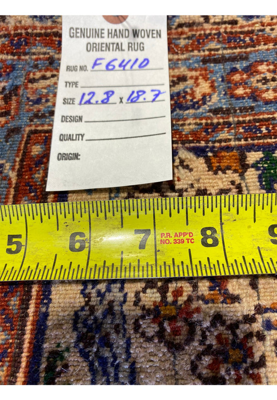 Backside of the 12'8 x 18'7 Persian Moud Rug showing the weaving technique and craftsmanship.