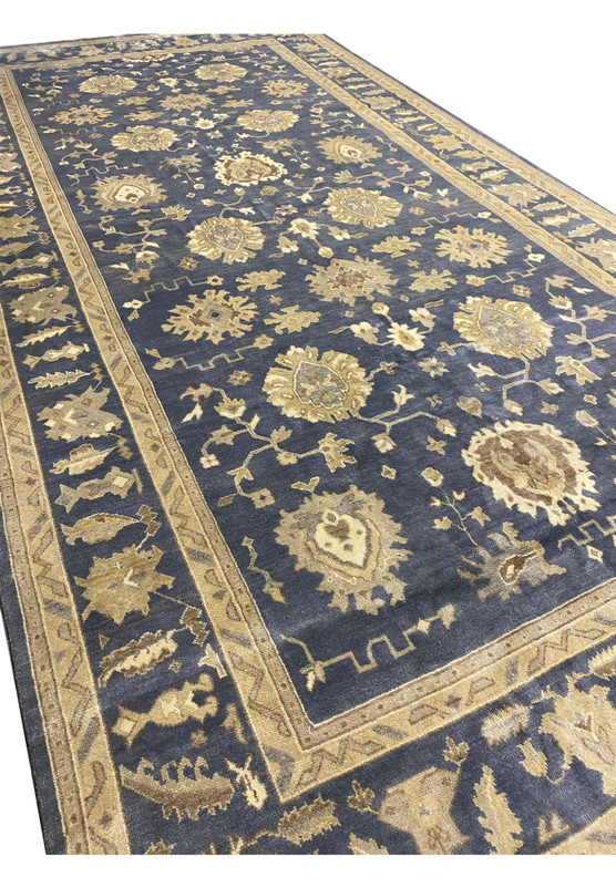 Angled view of 10'2" x 20' Chobi Rug displaying color depth