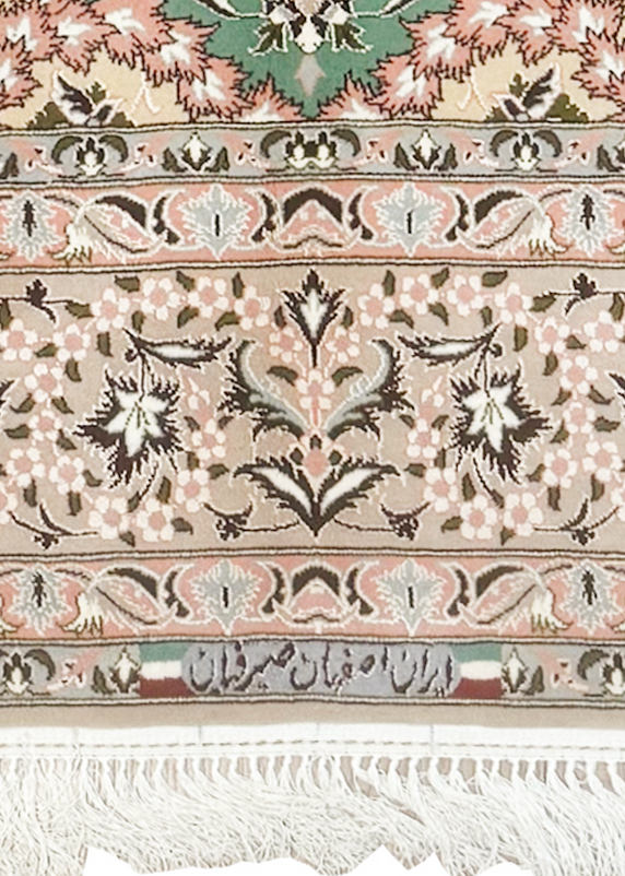 signature of a 5x8 persian isfahan silk and wool rug
