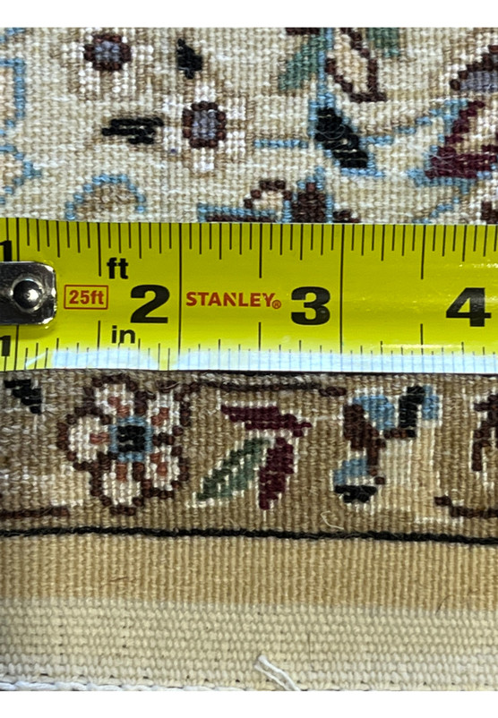 2'9x17 Persian Nain 6La Habibian runner wool silk cotton foundation backside ruler knot density