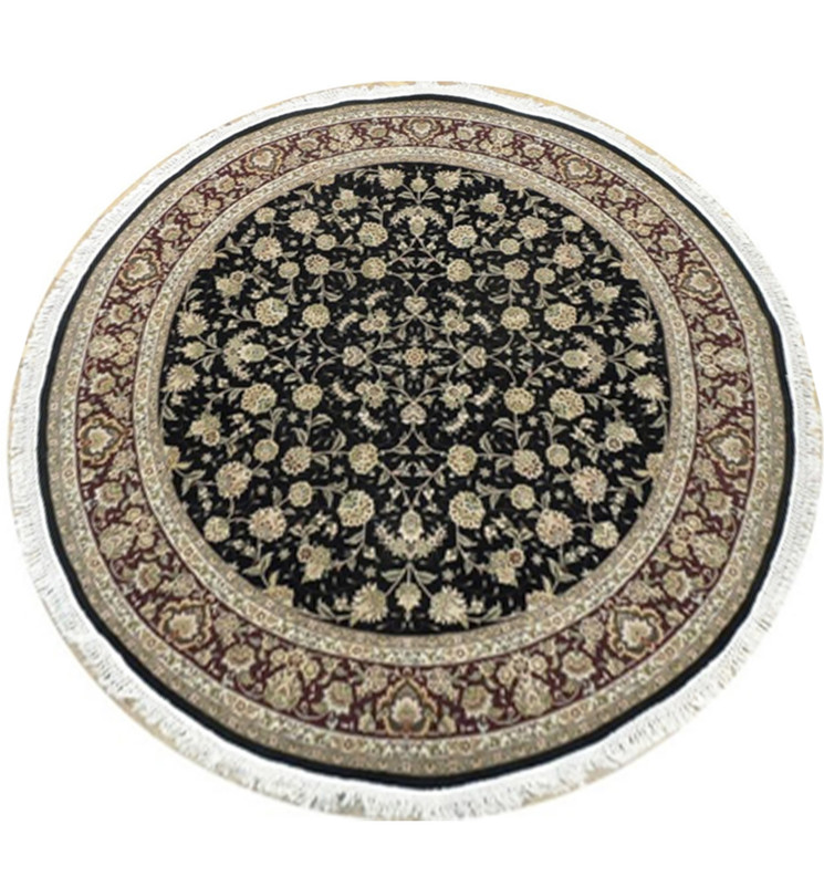 7 x 7 Round Sarough Oriental Rug Wool & Silk