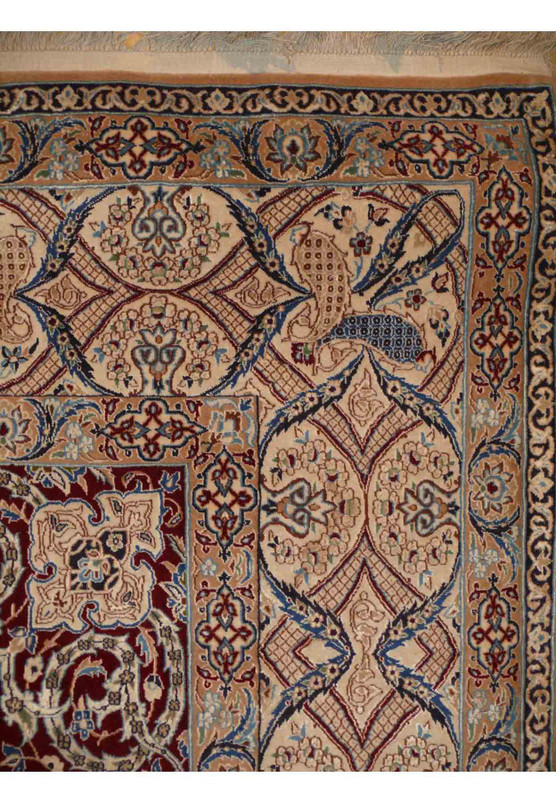 7 x 10 Persian Nain 6 Laa Rug Wool & Silk with signature of master weaver